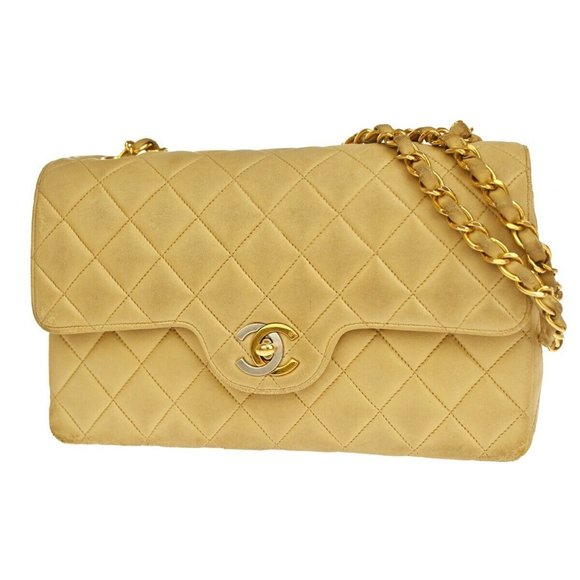 CHANEL CC Double Flap Paris Matelasse 23 Chain Shoulder Bag Leather BE - Picture 1 of 15